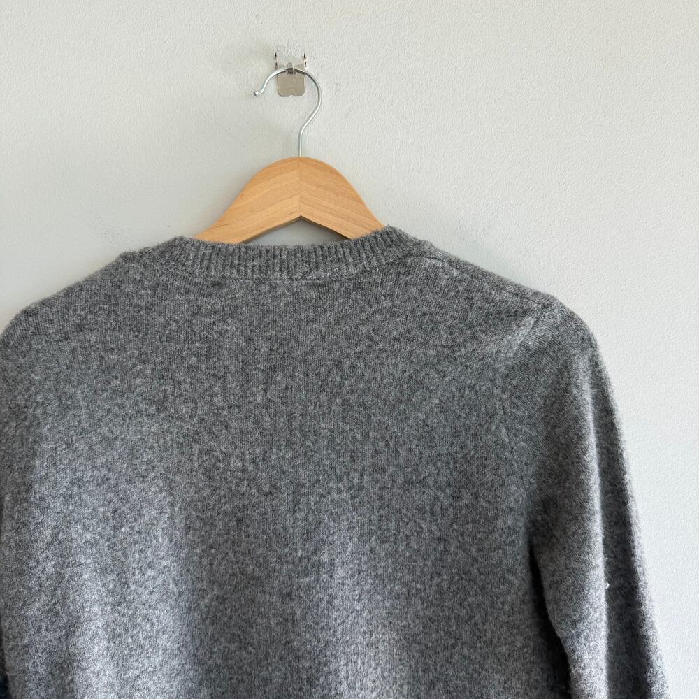 Zara Knit Button Front Crew Neck Ruffle Trim Cardigan Sweater Gray S - Picture 8 of 8